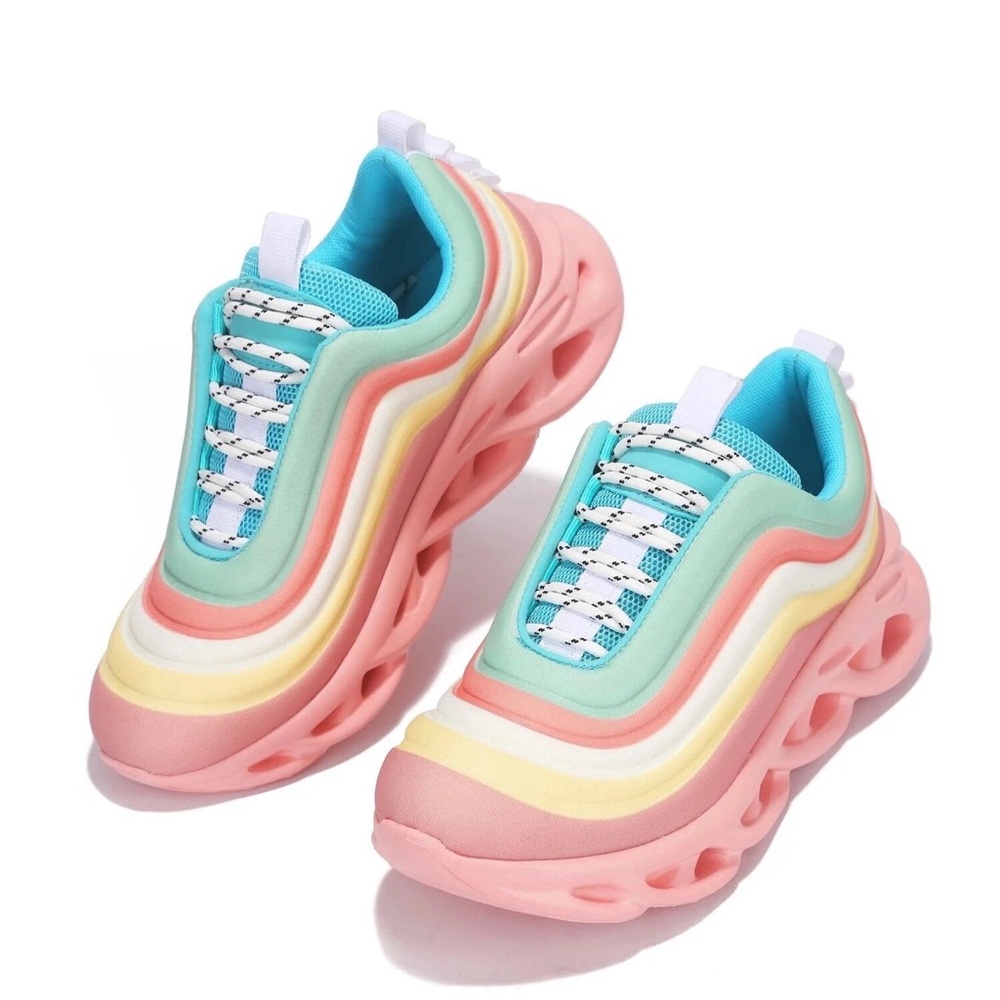 Pink & White Unicorn Platform Air Retro Fashion Sneakers